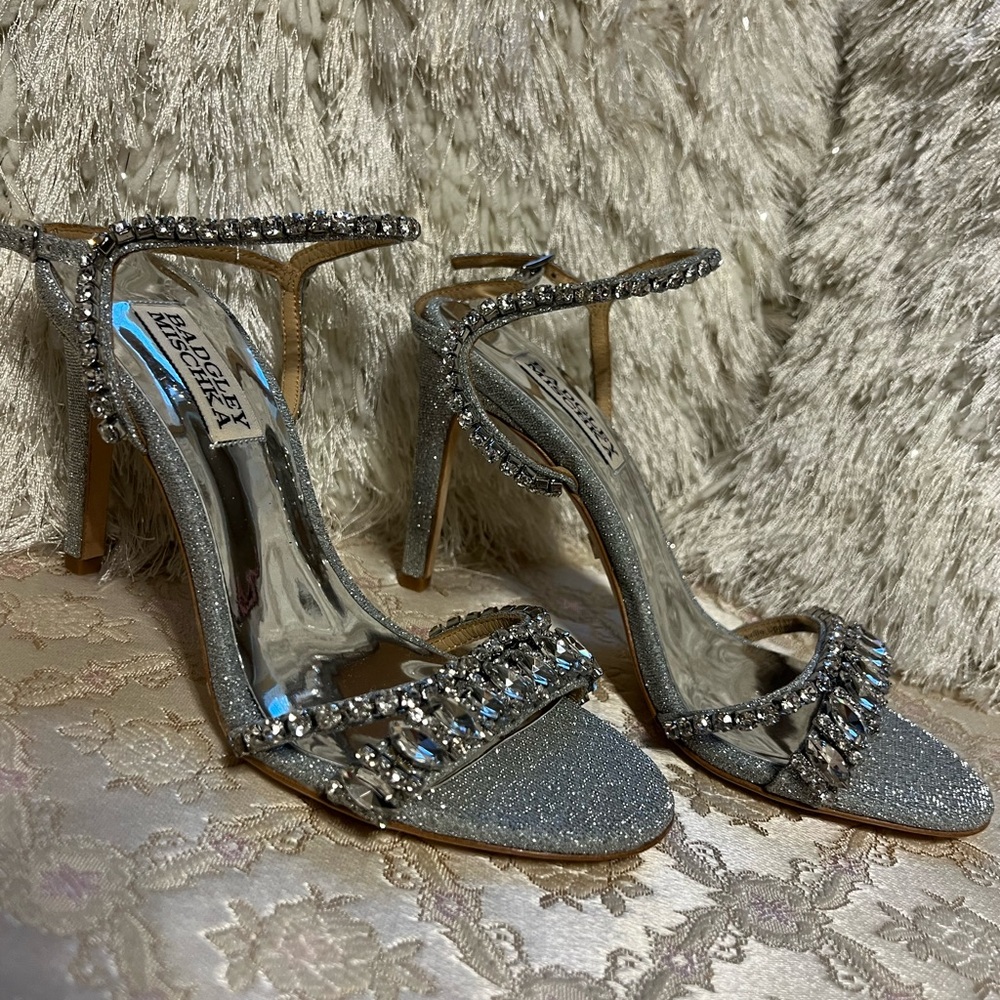 Badgley Mischka Sparkling Silver Heels